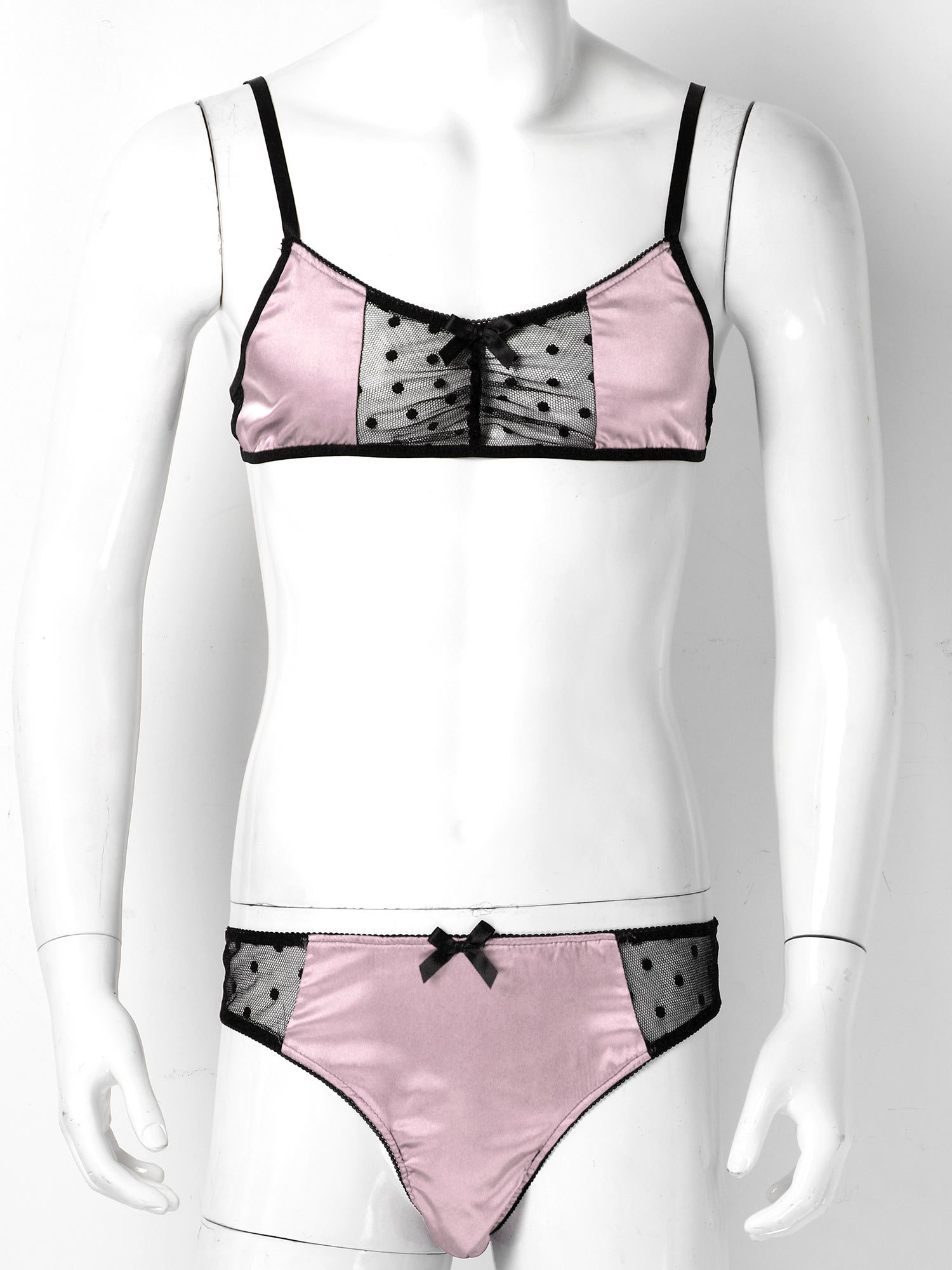 Men Satin Lingerie Suit Sissy  - Sheer Mesh Bra recensione e prezzo