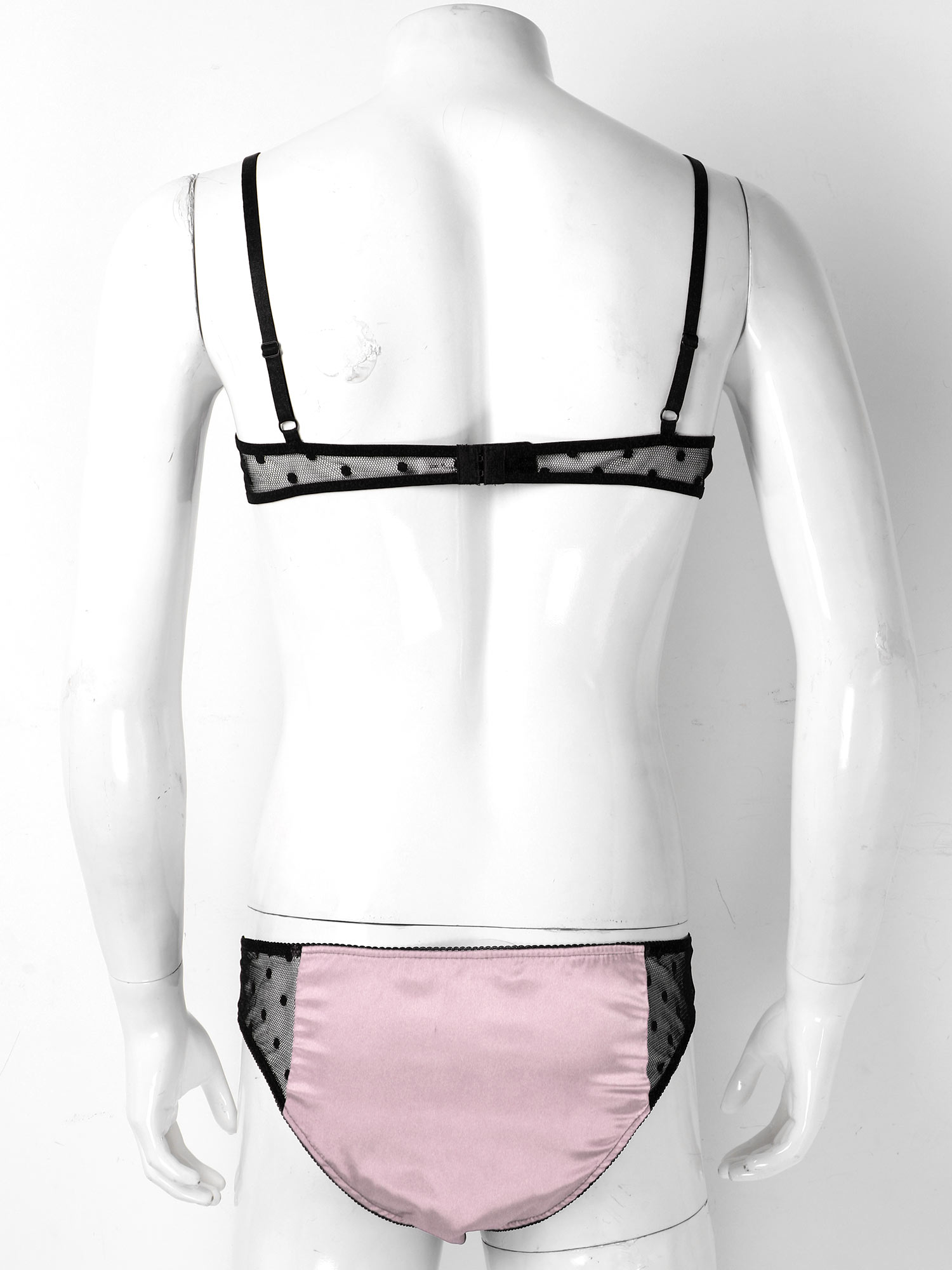 Men Satin Lingerie Suit Sissy  - Sheer Mesh Bra recensione e prezzo