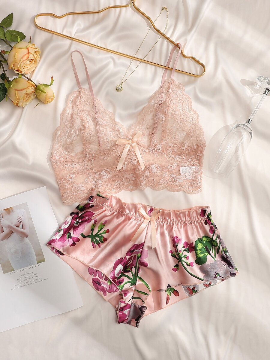Pink Floral Lace Bralette and  - Lace Bralette Set recensione e prezzo