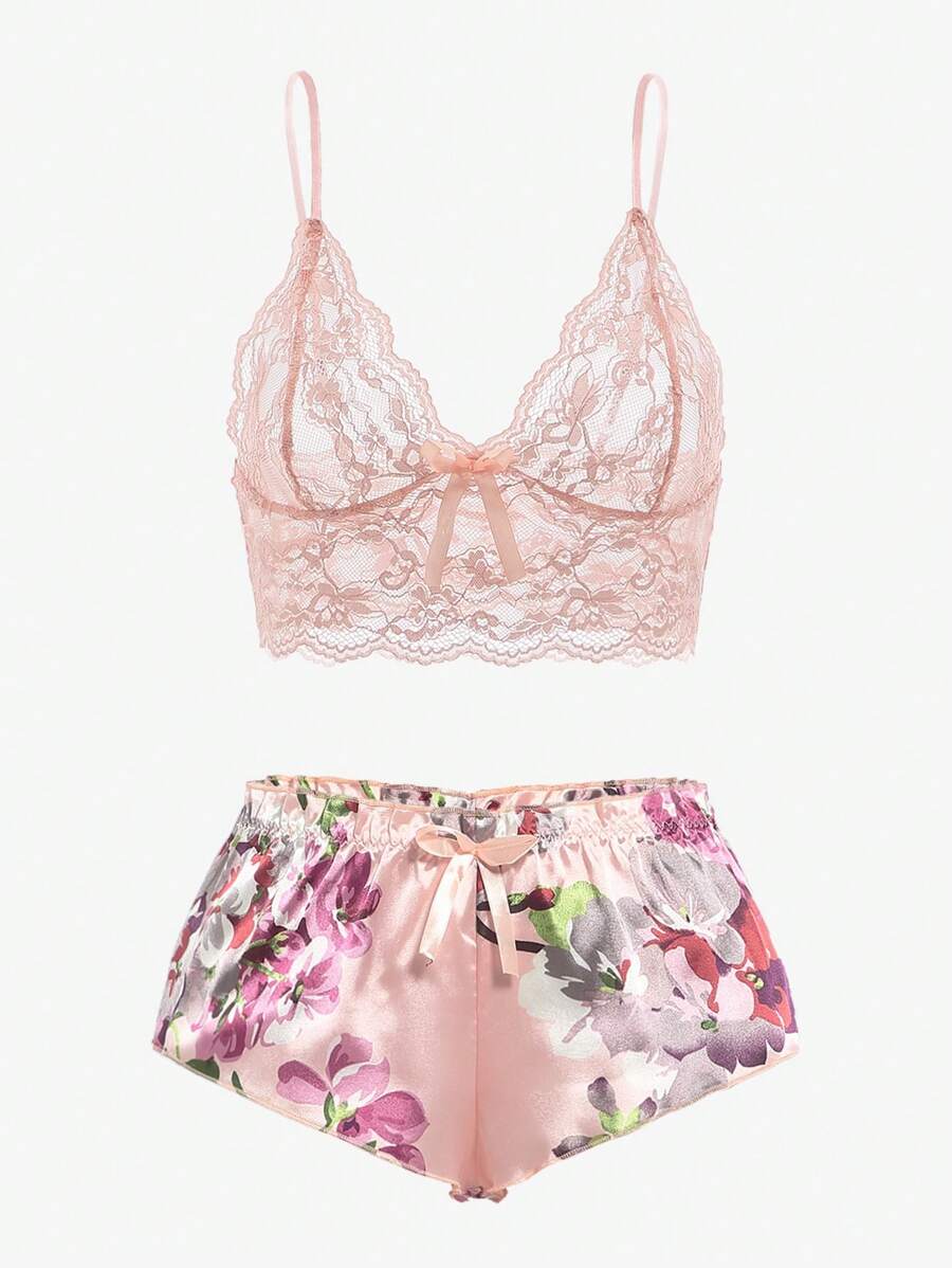 Pink Floral Lace Bralette and  - Lace Bralette Set recensione e prezzo
