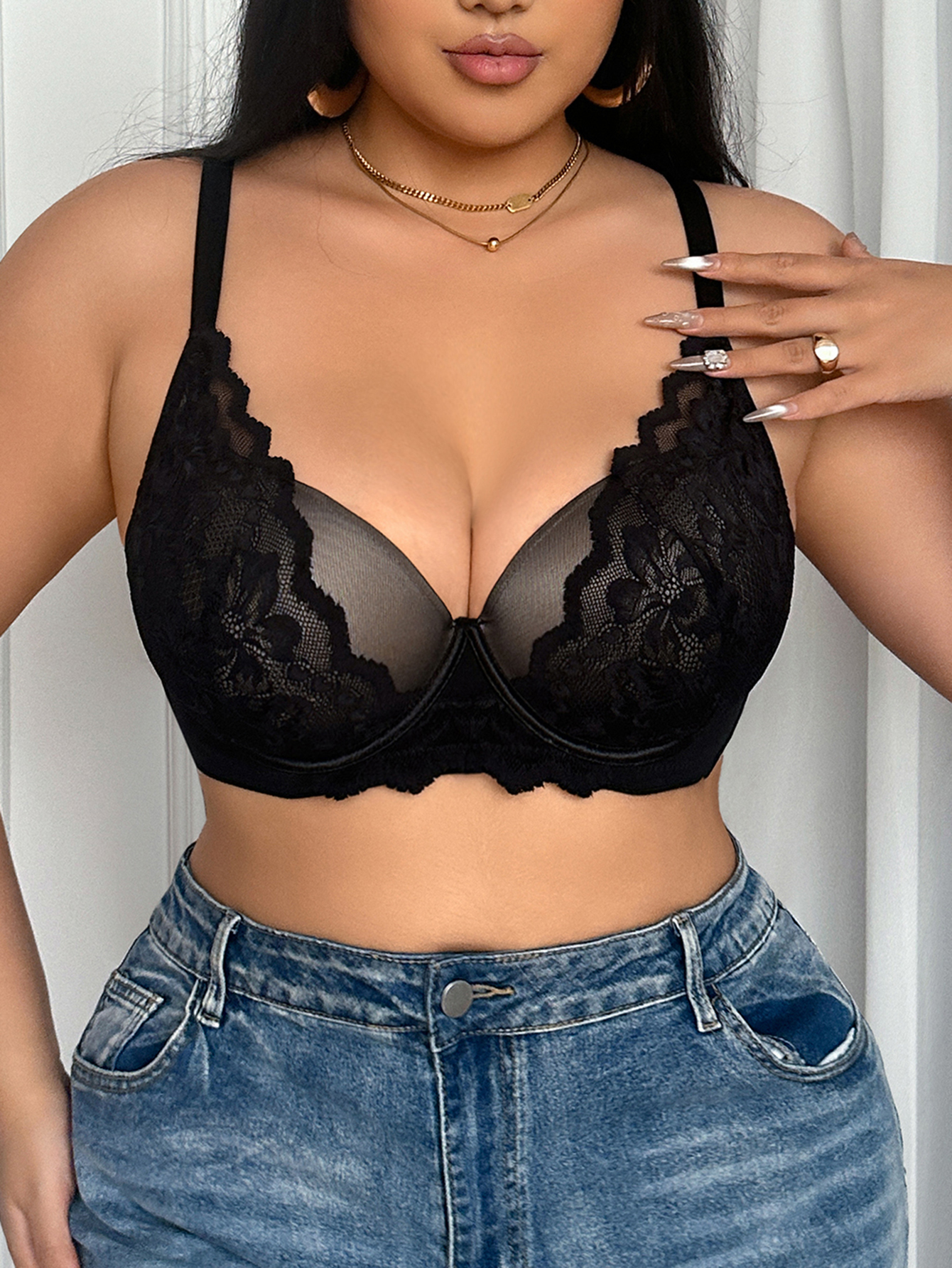 Wide Strap Plus Size Women Bra - Sheer Mesh Bra recensione e prezzo