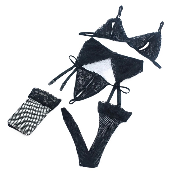 Lace Women Lingerie Set 4 Pcs  - Sheer Bra Lace recensione e prezzo