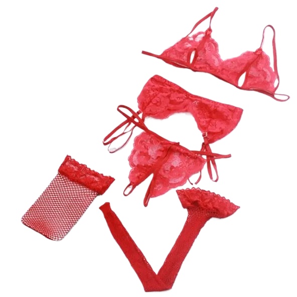 Lace Women Lingerie Set 4 Pcs  - Sheer Bra Lace recensione e prezzo